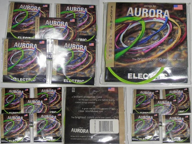 NEU*OVP Gitarrensaiten Aurora E-Gitarren Strings in neon-grün *USA