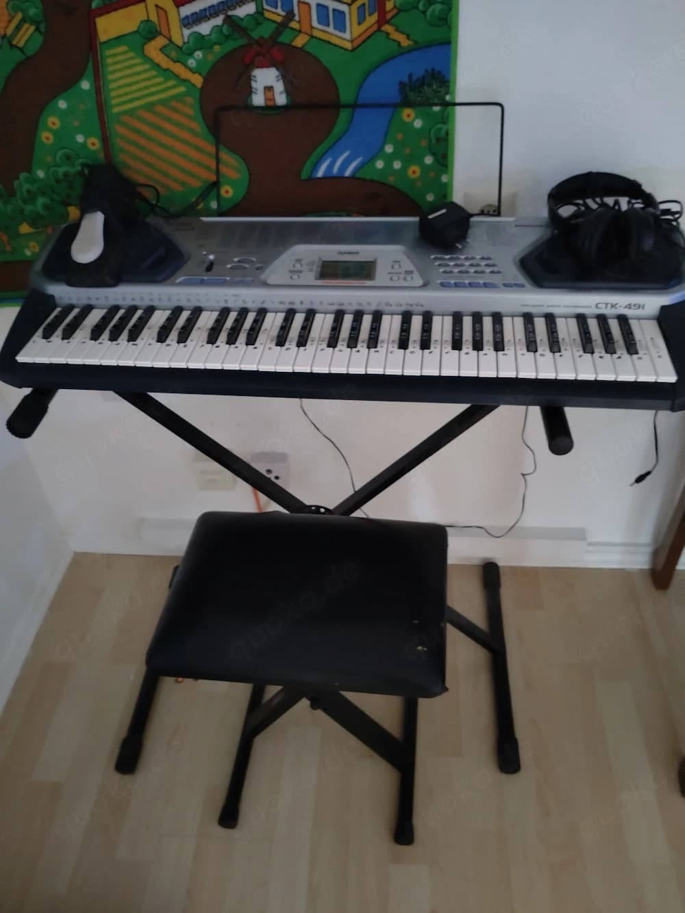 Casio Keyboard CTK-491 Komplettset Mit Ständer, Hocker, Noten & MIDI-Kabel