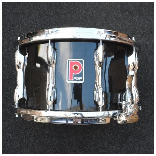 Premier 14x8" Black Shadow Snare Drum Parallel Action Die Cast Hoops