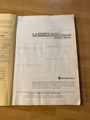 Roland U-220 modul synthesizer - Handbuch original