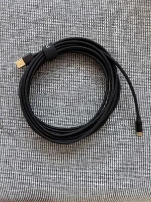5 m Mini-USB-Kabel - Nylon, geflochten, schwarz (USB-A auf Mini-USB)