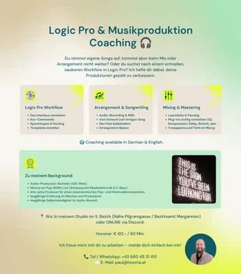 Logic Pro & Musikproduktion Coaching (Wien 5. / Discord)