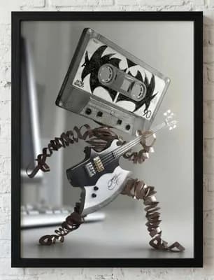 A3 Art Print - Kassette mit E-Gitarre | Retro Musik Motiv