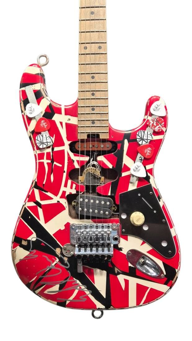 EVH Striped Series Frankie, Maple Fingerboard - Red/White/Black Relic