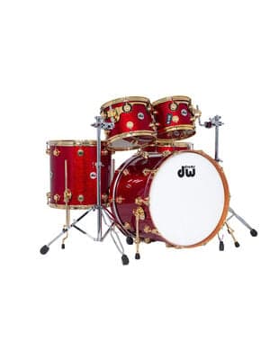 DW Collectors 22" Cherry Drum Kit, Ruby Red Glass w/Gold Hardware