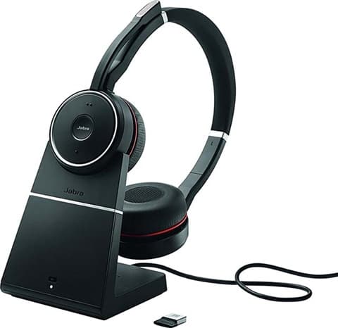 Jabra Evolve 75 UC Stereo On-Ear Bluetooth Headset (W/Dongle), B (w/Stand)