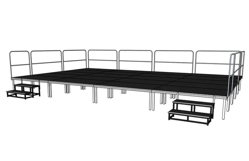 8m x 5m x 600mm Portable Modular Stage Deck Package - Cheshire