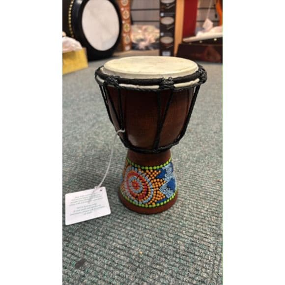 4 inch Djembe with painted pattern