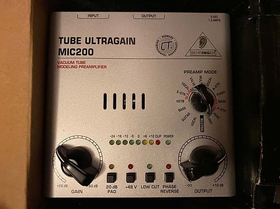 Behringer ultra mic 200 rørpreamp, Behringer Mic tube preamp 200