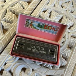 Hohner The Echo Harp Munspel Vintage Tyskland C/G Bell Metal Reeds Org. Kartong