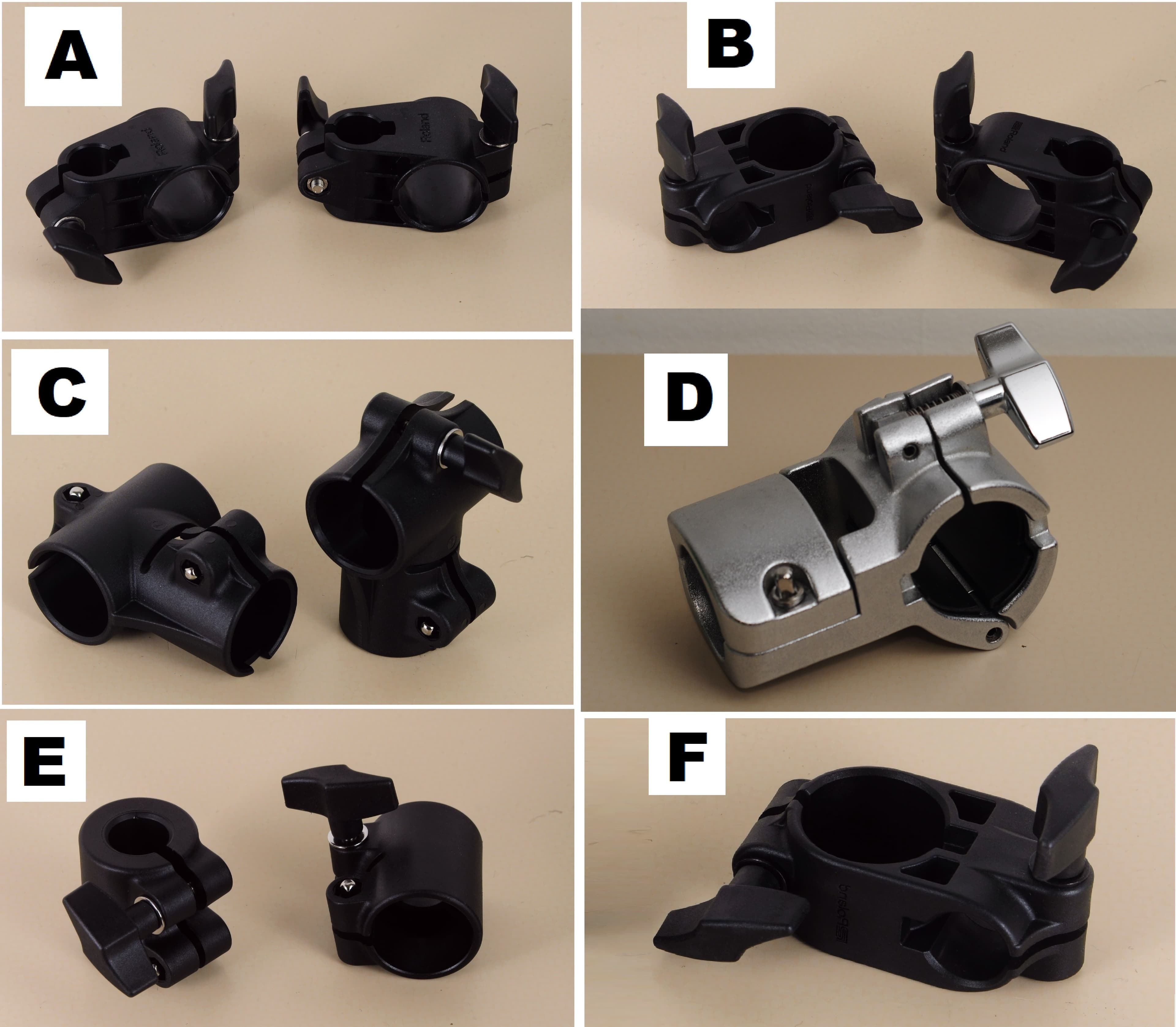Clamps et accessoires pour rack batterie éléctronique ROLAND