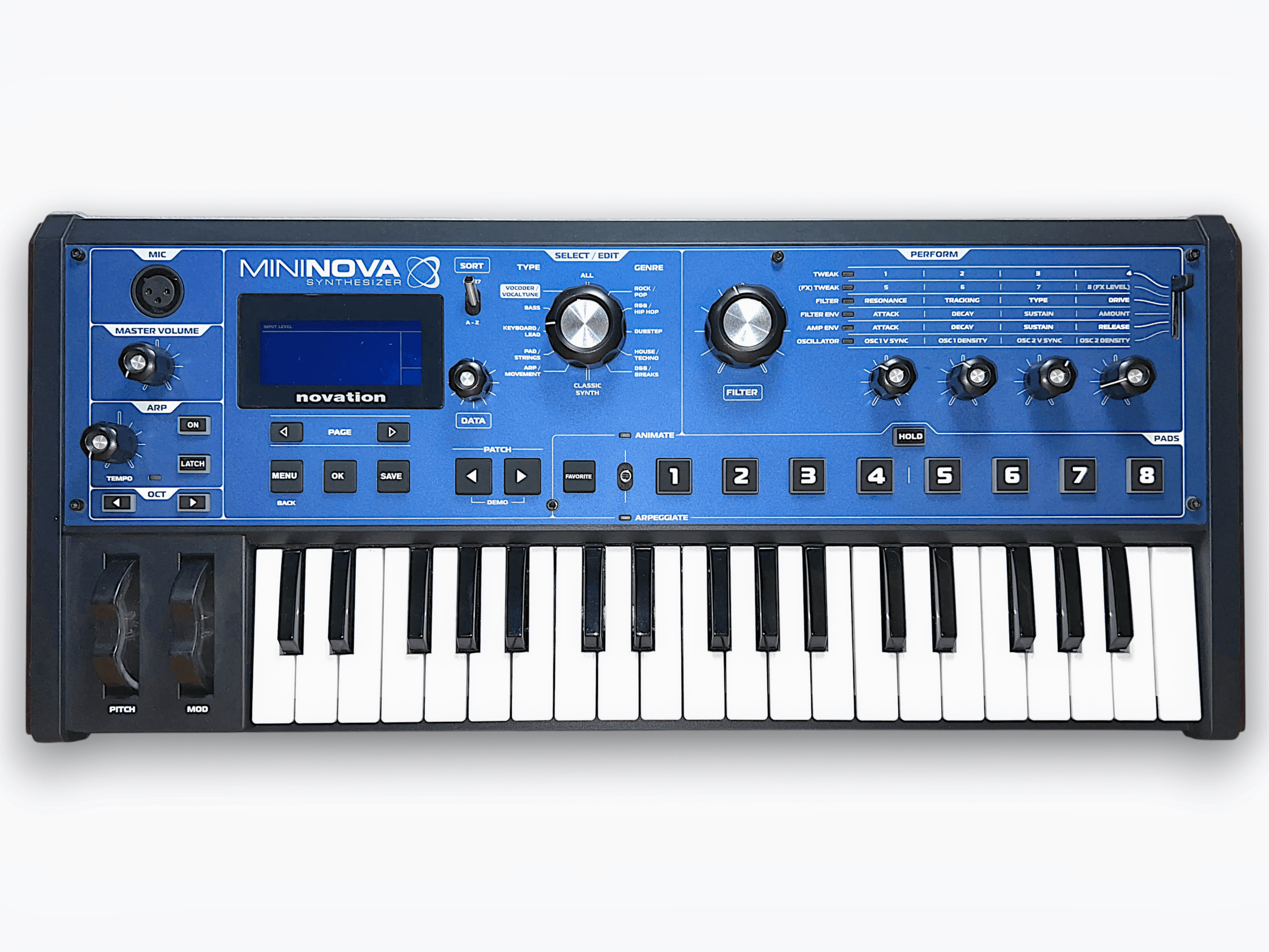 Vend Novation MiniNova 37-Key 18-Voice Synthesizer 2012 - Blue