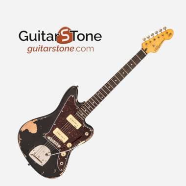 Vintage V65 ICON Vibrato Distressed Black Relic Electric Guitar