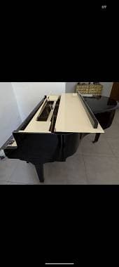 Pianoforte a mezza coda bianco e nero