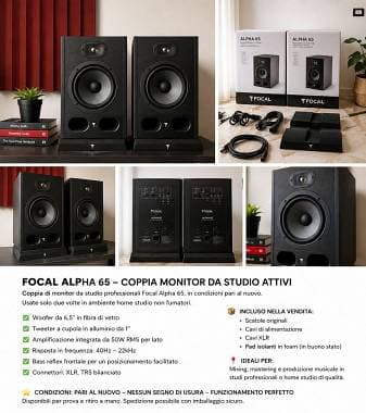 Focal Alpha 65 - conservate sempre in ambienti non fumatori.