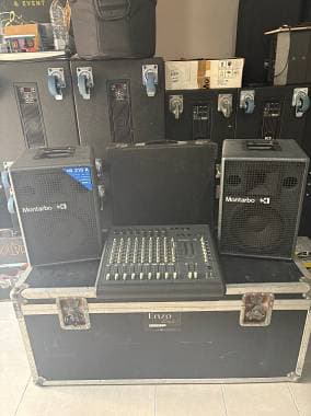 IMPIANTO MONTARBO CASSE 210A E MIXER XD12 CUSTODIA E STATIVI
