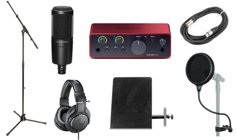 Mint Audio-Technica VO-STARTER-K AT2020 Microphone w/ Stand, Interface, Headphones and More