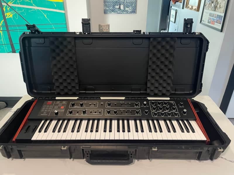 Sequential Prophet 600 with Gli Gli mod, upgraded Fatar keyboard, and travel case
