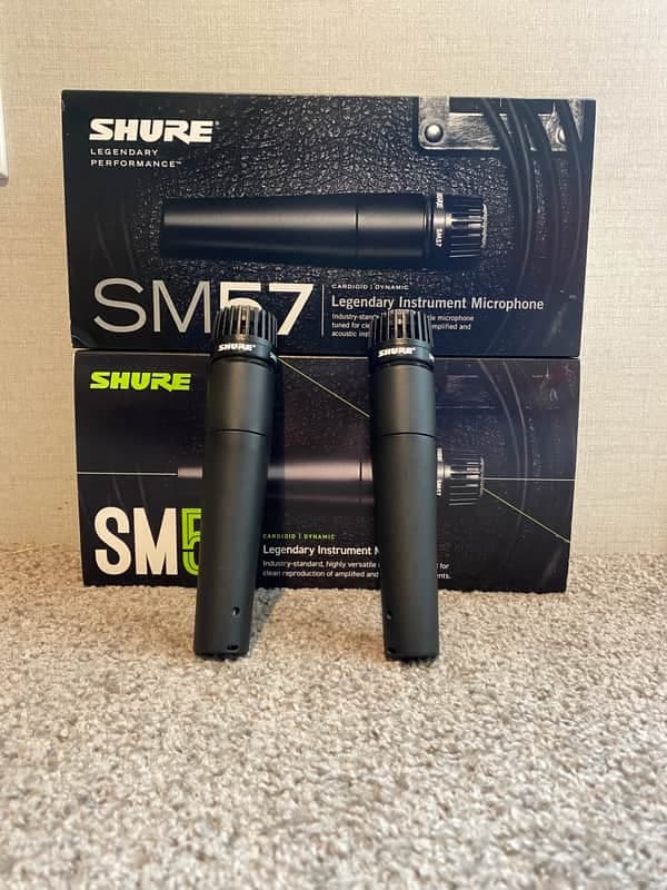 PAIR of Shure SM57 Cardioid Dynamic Microphone 1984 - Present - Black