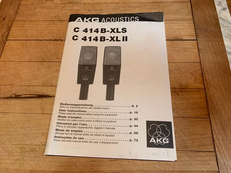 AKG C414 B- XLS/XLll MICROPHONE PAPER MANUAL- ORIGINAL/CLASSIC! MAKE OFFER!