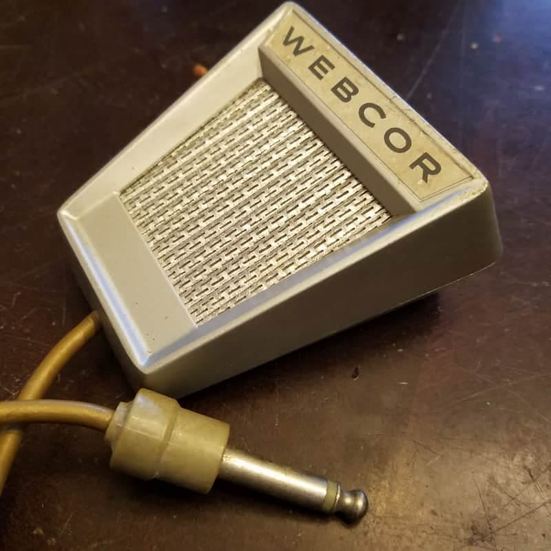 Webcor A-2945-1 Crystal Harp Mic Space-Age MCM 1950s Grey Steel & Silver Foil Grille
