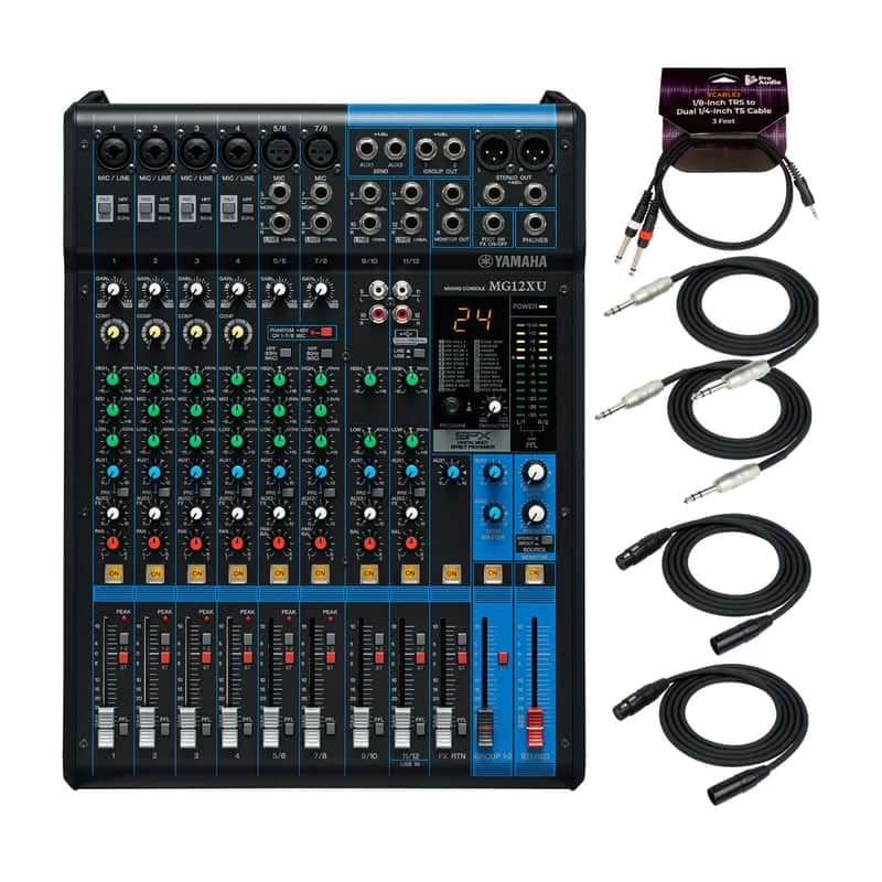 Yamaha MG12XU 12-Input 4-Bus Mixer Bundle with Cables