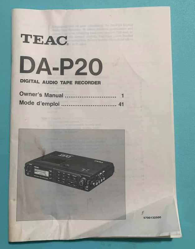 Tascam DA-P20 Factory Owners Manual