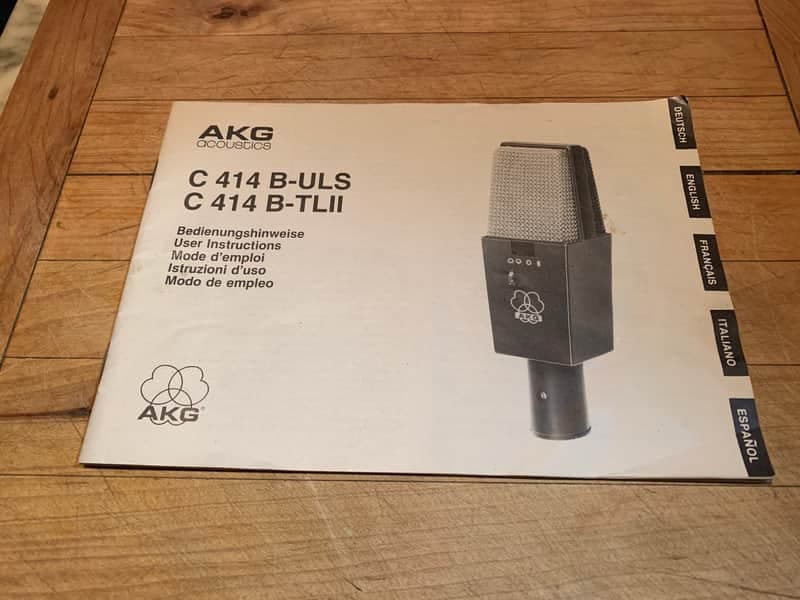 AKG C414 B- ULS/C414 TLll VINTAGE MICROPHONE MANUAL/ORIGINAL/CLASSIC/MAKE OFFER!