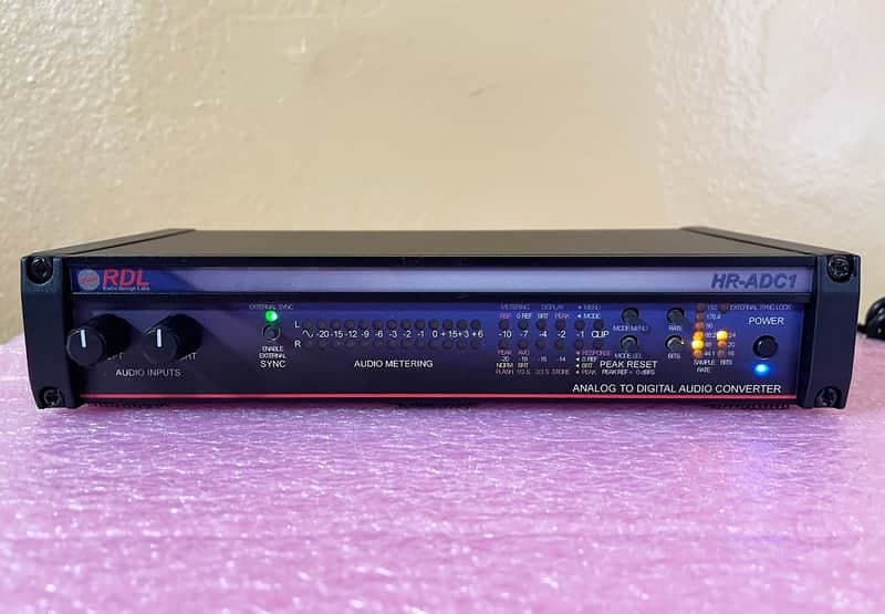 RDL HR‑ADC1 Analog to Digital Audio Converter • Pro Studio A/D • Metering & Sync