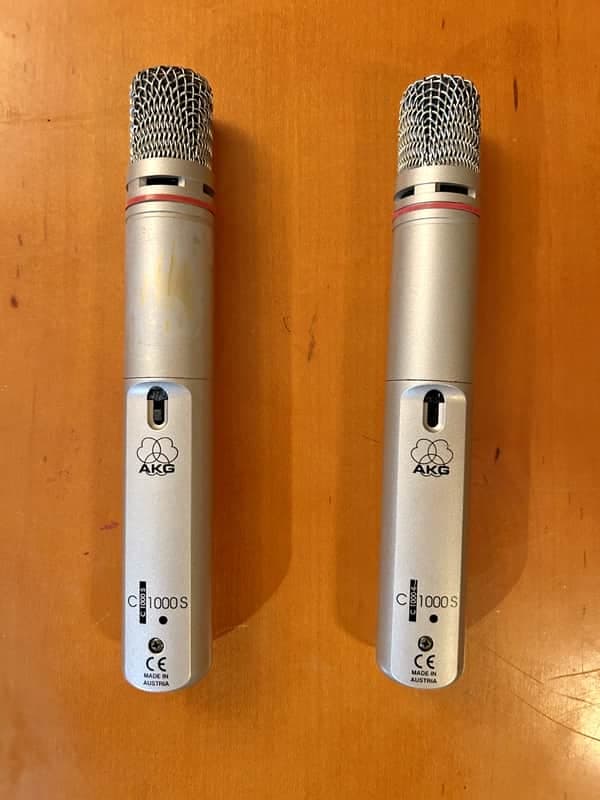 Pair of Vintage AKG C1000 S Small Diaphragm Condenser Microphones 2000s - Nickel