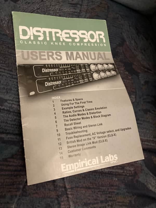 Empirical Labs Distressor Original Owners Manual / User Manual