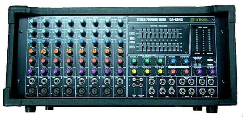 Inkel POWER MIXER Stereo CA-8240, 2 x 200 Watt, Equalizer, Echo-Effekt VINTAGE schwarz