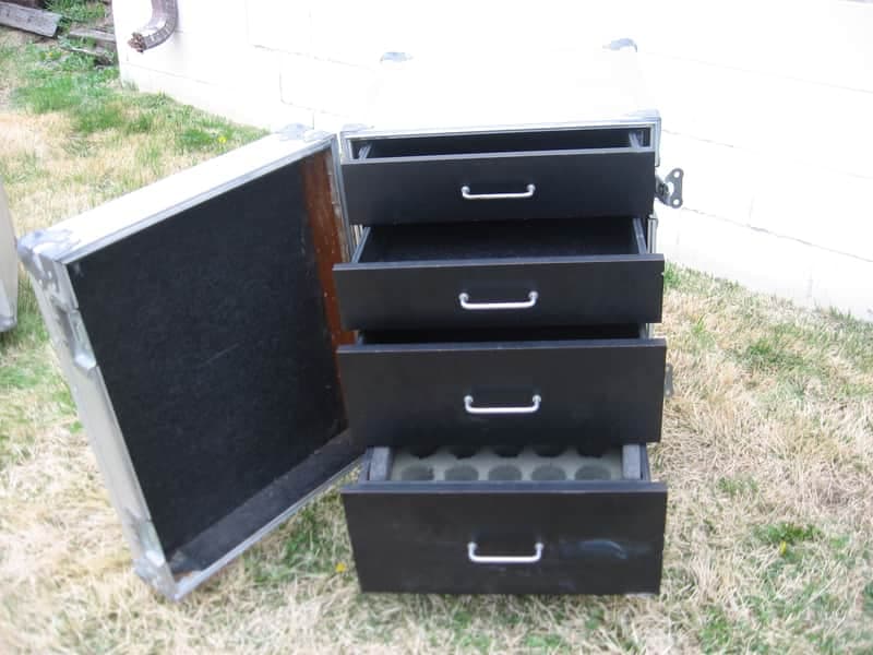 Mitchell Custom Case 1990'S - Aluminum Mic & Cable Work Trunk. 4 Drawers.
