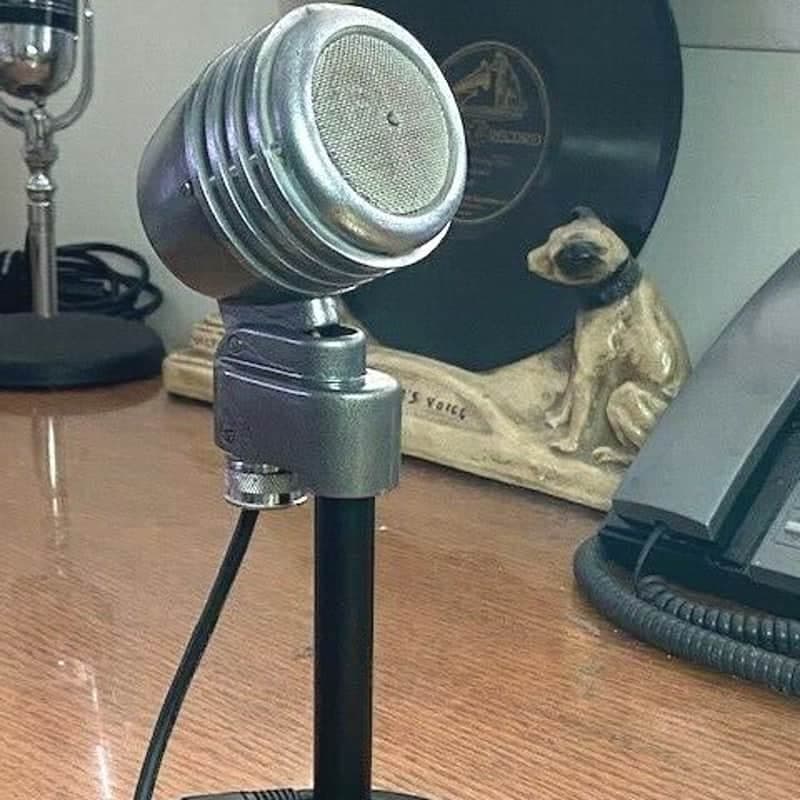 Rare 1940's AMPERITE Model CDH Microphone-working with desk stand and cable