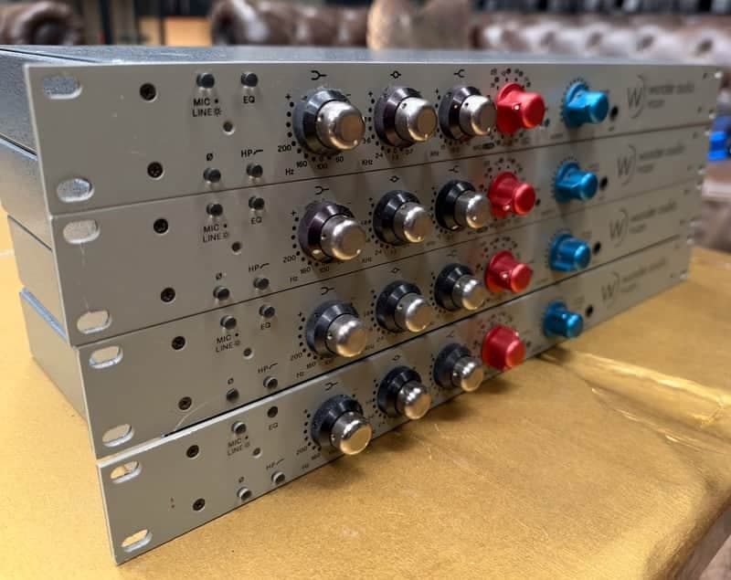 Wunder Audio PEQ2R Mic Pre / EQ's with PSU - 4 Units + Blue Box PSU and Cables