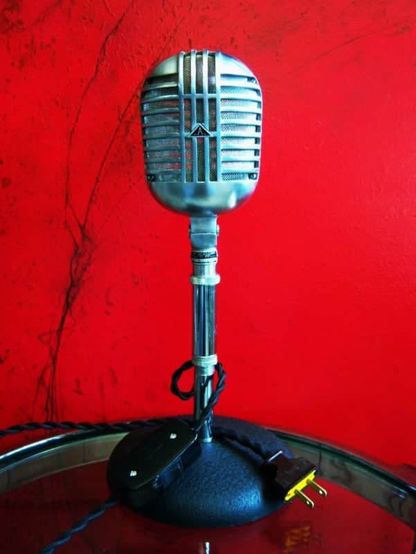 Vintage RARE 1950's Astatic DR10 crystal cardioid microphone w cable mod LED light lamp JT30 T3 D104