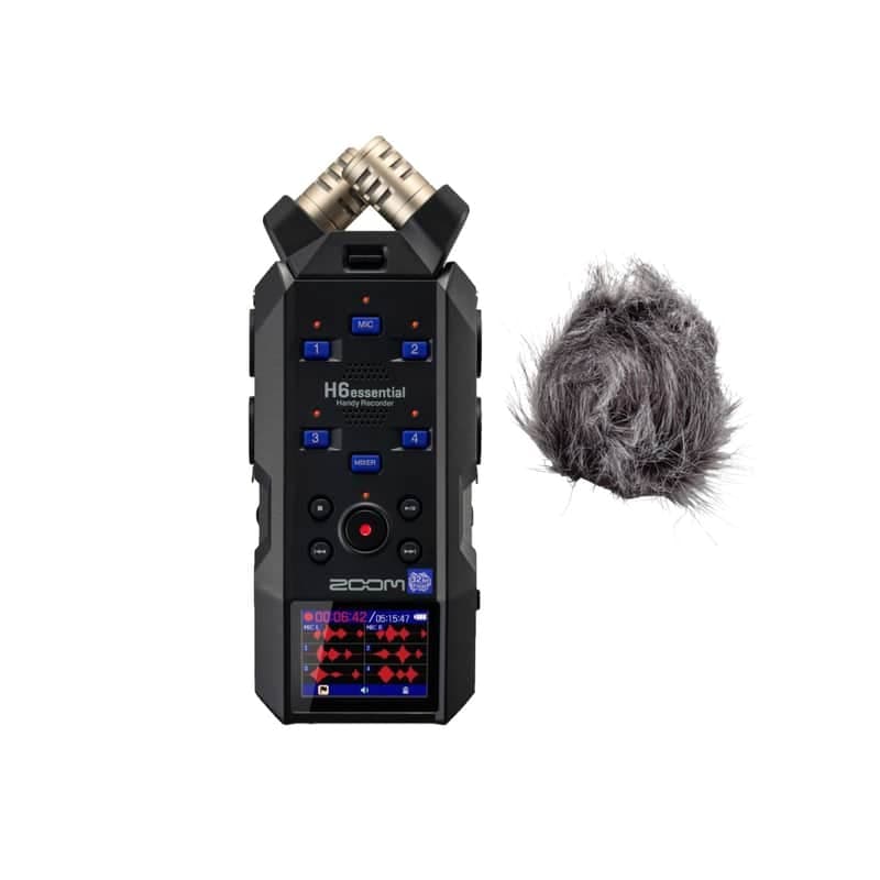 Zoom H6essential 6-Track Stereo Handy Recorder Bundle with Hairy Windscreen (2 Items)