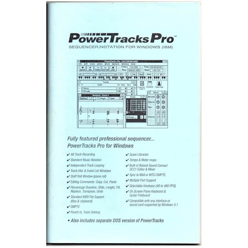 Manual for Powertracks Pro Sequencer Audio Recorder Windows 3.1, DOS