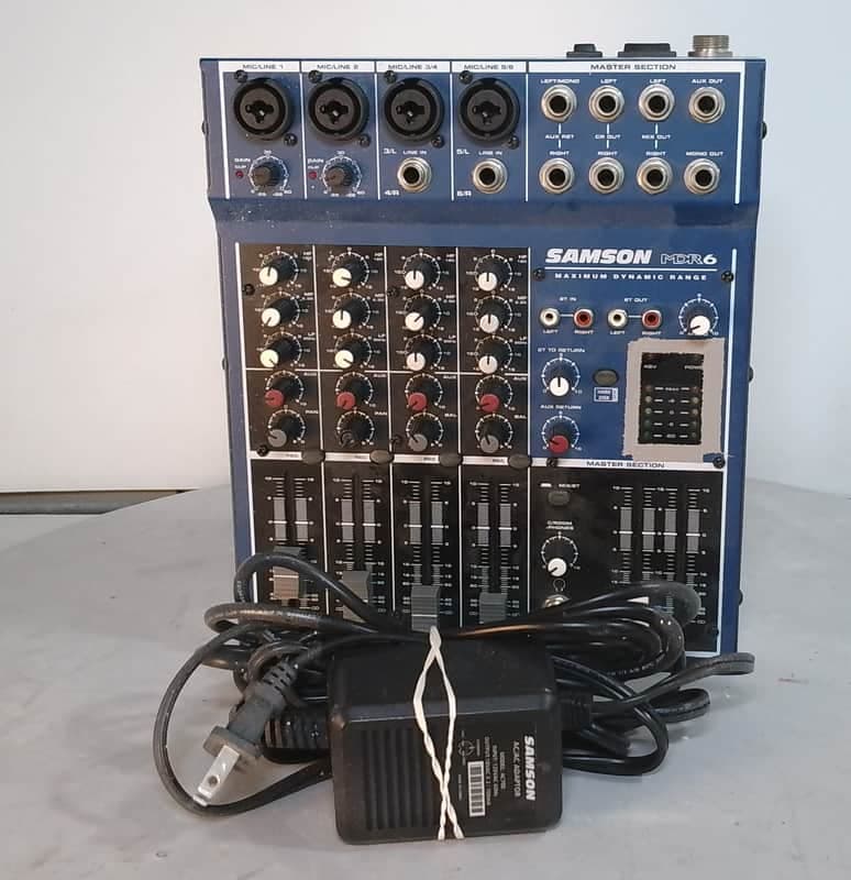 Samson MDR6 Mixer 6 Channel Analog Audio Mixing Console With Power Supply