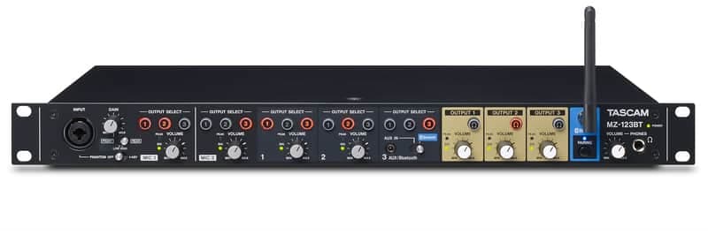 Tascam MZ-123BT - 3-Channel Rackmount Multizone Audio Mixer with Bluetooth -MZ123 Ships Free