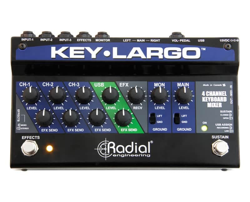 Radial Key-Largo Keyboard Mixer w/FX +Balanced Direct Box DI Output PROAUDIOSTAR