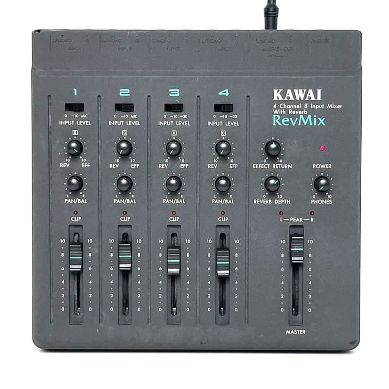 Kawai RevMix w/Power supply 8 Input Analog Mixer & Reverb Effects Rare Made in Japan 1980s Worldwide Shipment