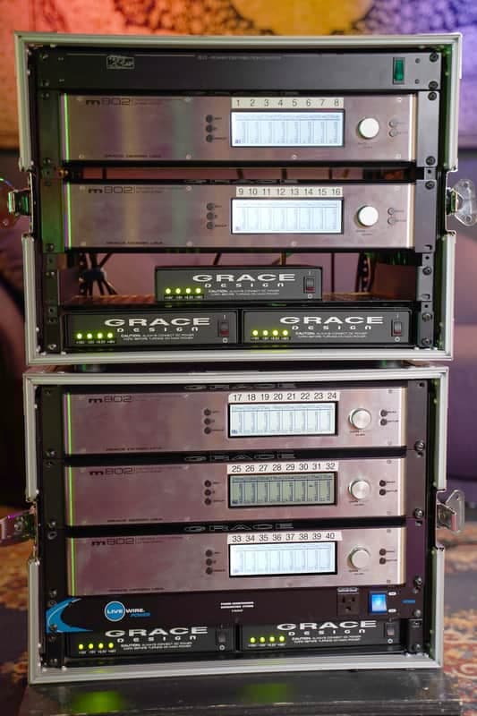 (5) Grace Design m802 (40 channels) with Remote, Cases, and Power