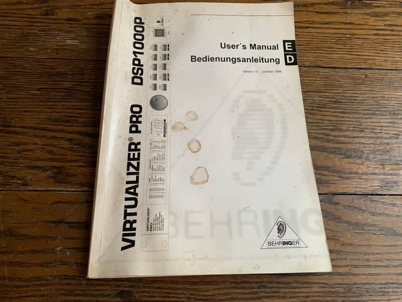 BEHRINGER DSP1000P VIRTUALIZER PRO MANUAL/ TECHNICAL BOOKLET- MAKE OFFER!