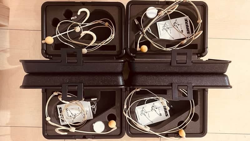 Set of 4 Shure WBH54T Beta 54 Supercardioid Headworn Condenser Microphone 2007 Tan
