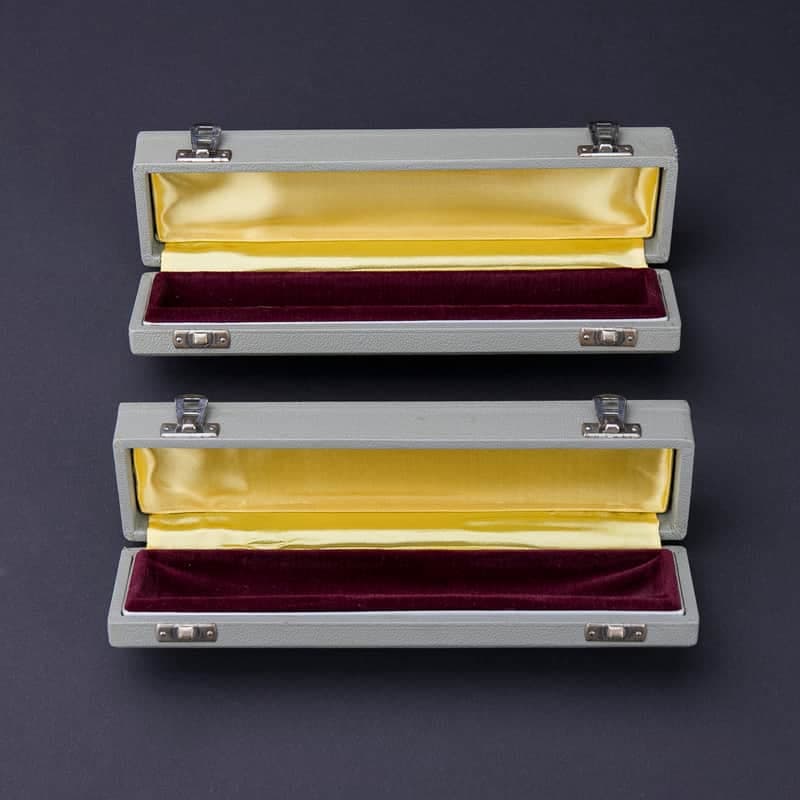 Set of 2 original vintage storage cases for AKG C28A tube microphones from the C12 / C24 era.