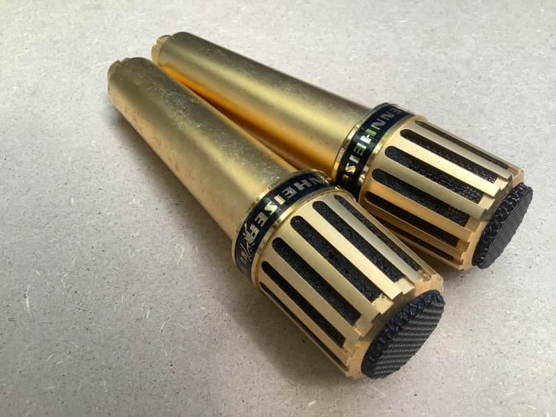 2x Sennheiser GOLD MD 415 N / nice set Vintage made in Germany 70’s Ultra rare GOLD version microphone set !