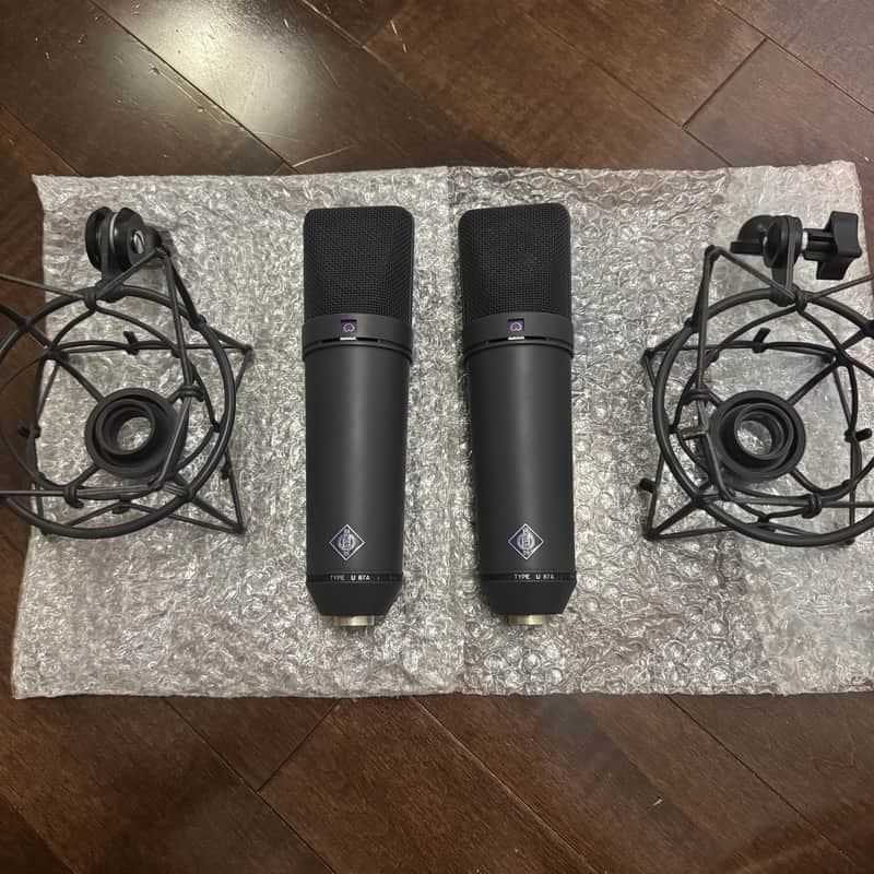 Neumann U 87A i Large Diaphragm Multipattern Condenser Microphone Stereo Pair (1992) - Matte Black