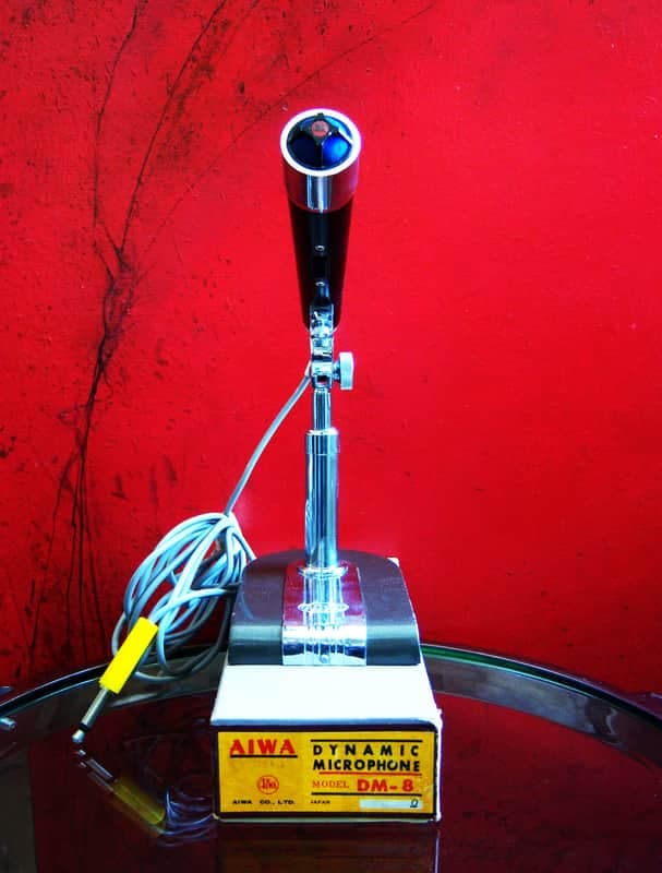Vintage 1950's Aiwa DM-8 dynamic omni-directional Microphone Hi Z w accessories Calrad Olson Lafayette
