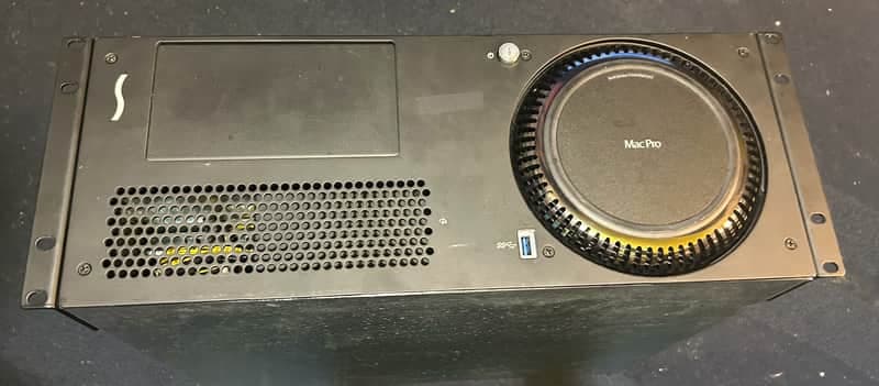 Apple Late 2013 Mac Pro 6,1 Trash Can in Sonnet xMac Pro Server rack